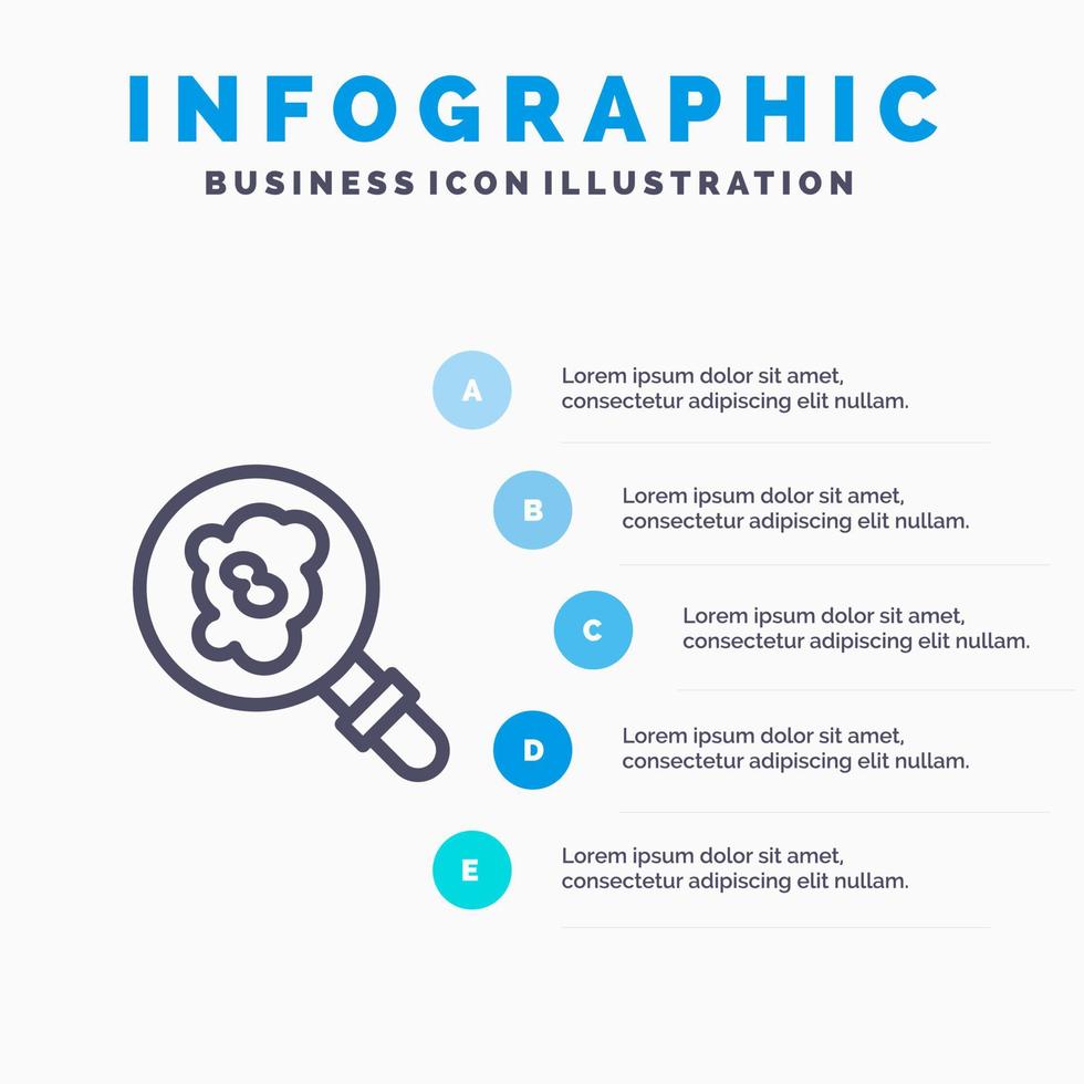 Search Research Pollution Line icon with 5 steps presentation infographics Background vector