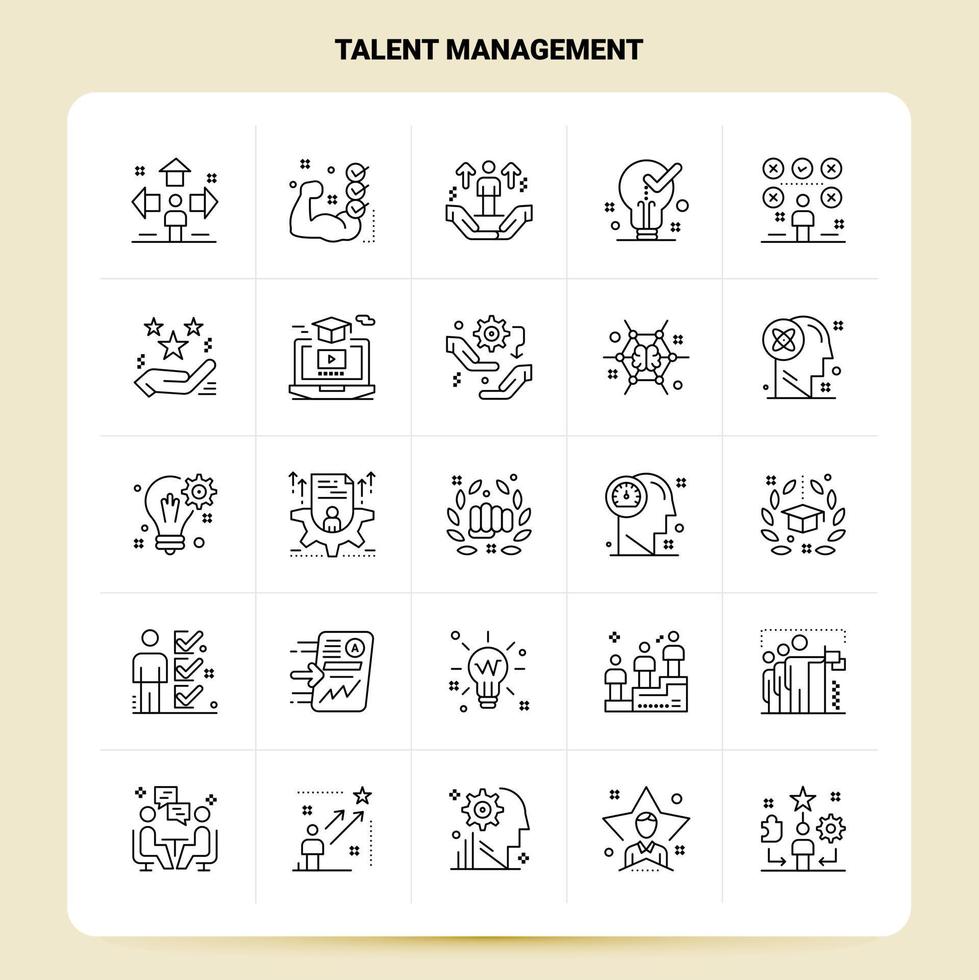 OutLine 25 Talent Management Icon set Vector Line Style Design Black Icons Set Linear pictogram pack Web and Mobile Business ideas design Vector Illustration