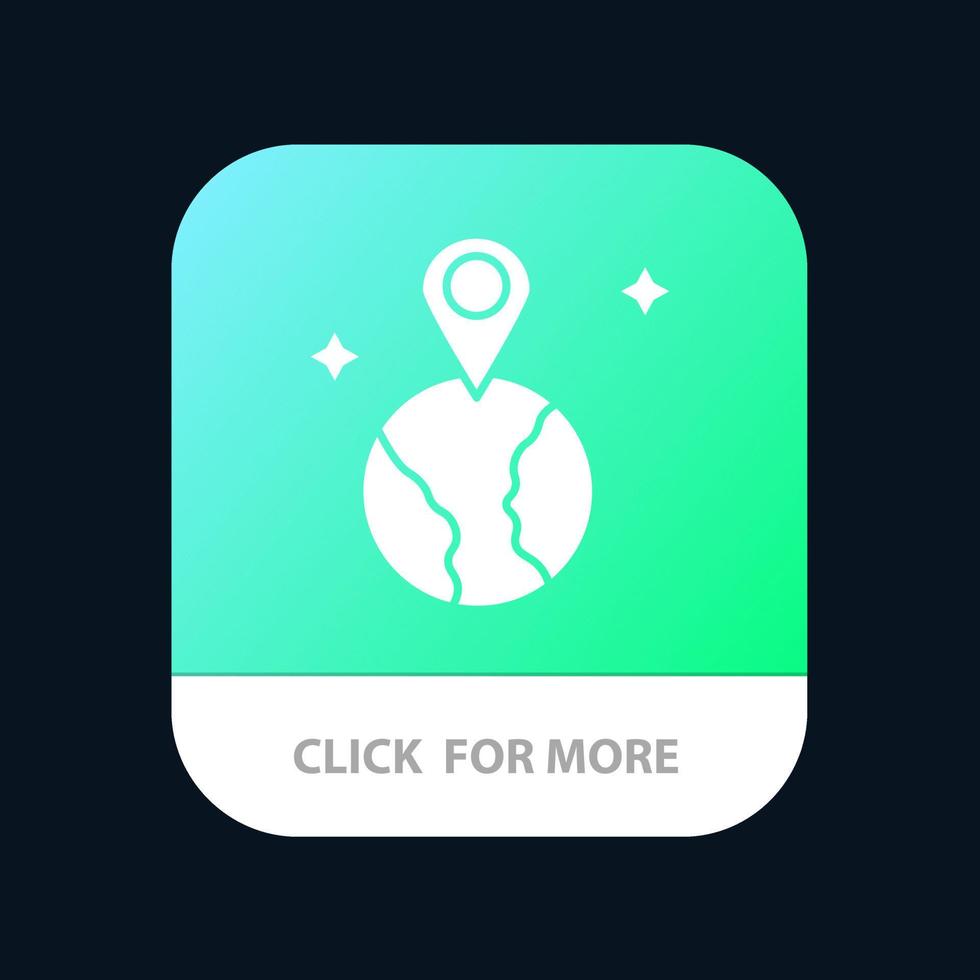 World Map Location Mobile App Button Android and IOS Glyph Version vector