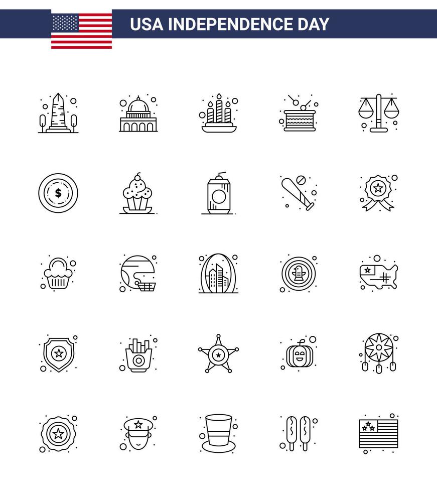 25 Creative USA Icons Modern Independence Signs and 4th July Symbols of court independence wisconsin holiday day Editable USA Day Vector Design Elements