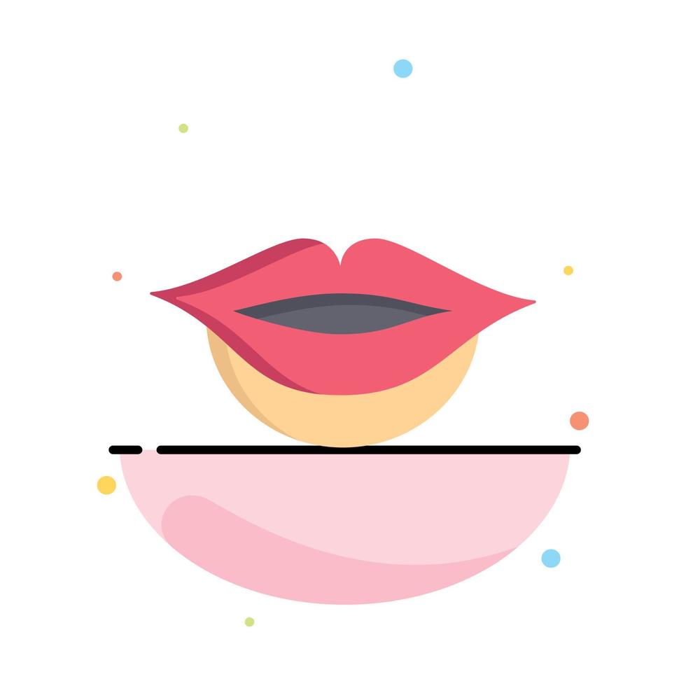 Lips Girl Abstract Flat Color Icon Template vector