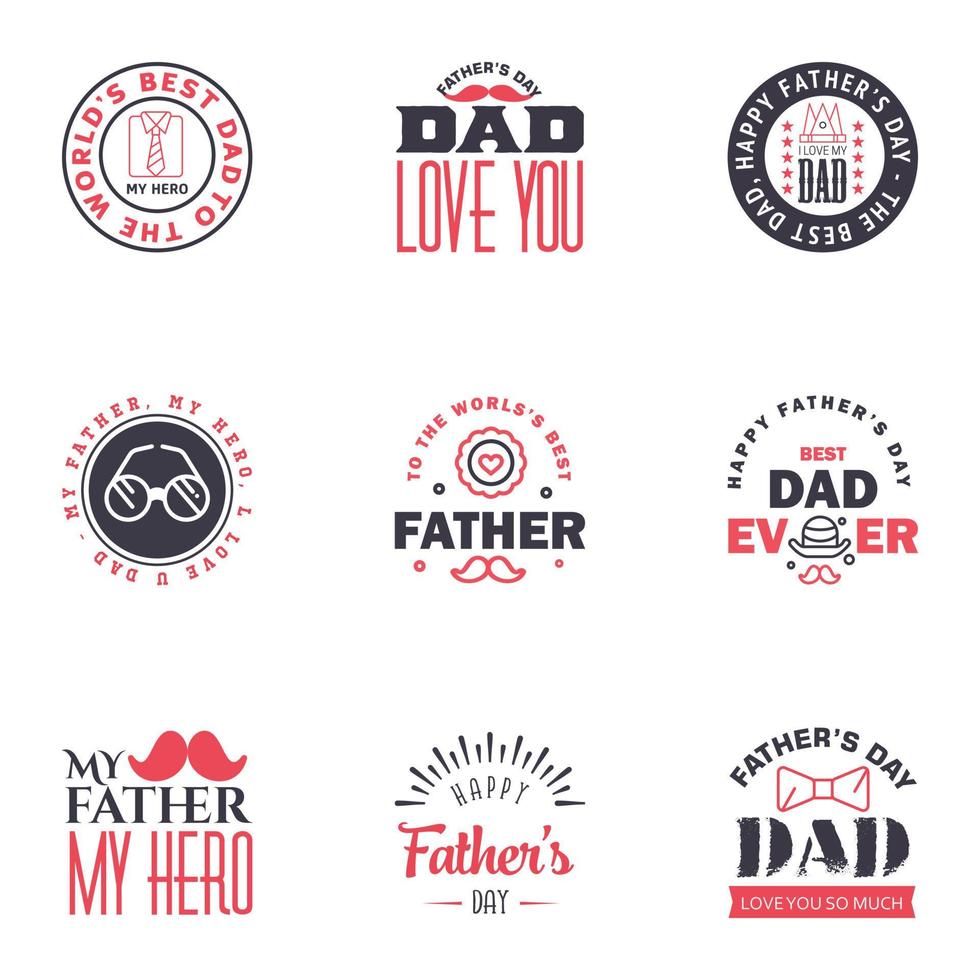 Happy Fathers Day Appreciation Vector Text Banner 9 Black and Pink Background for Posters Flyers Marketing Greeting Cards Editable Vector Design Elements