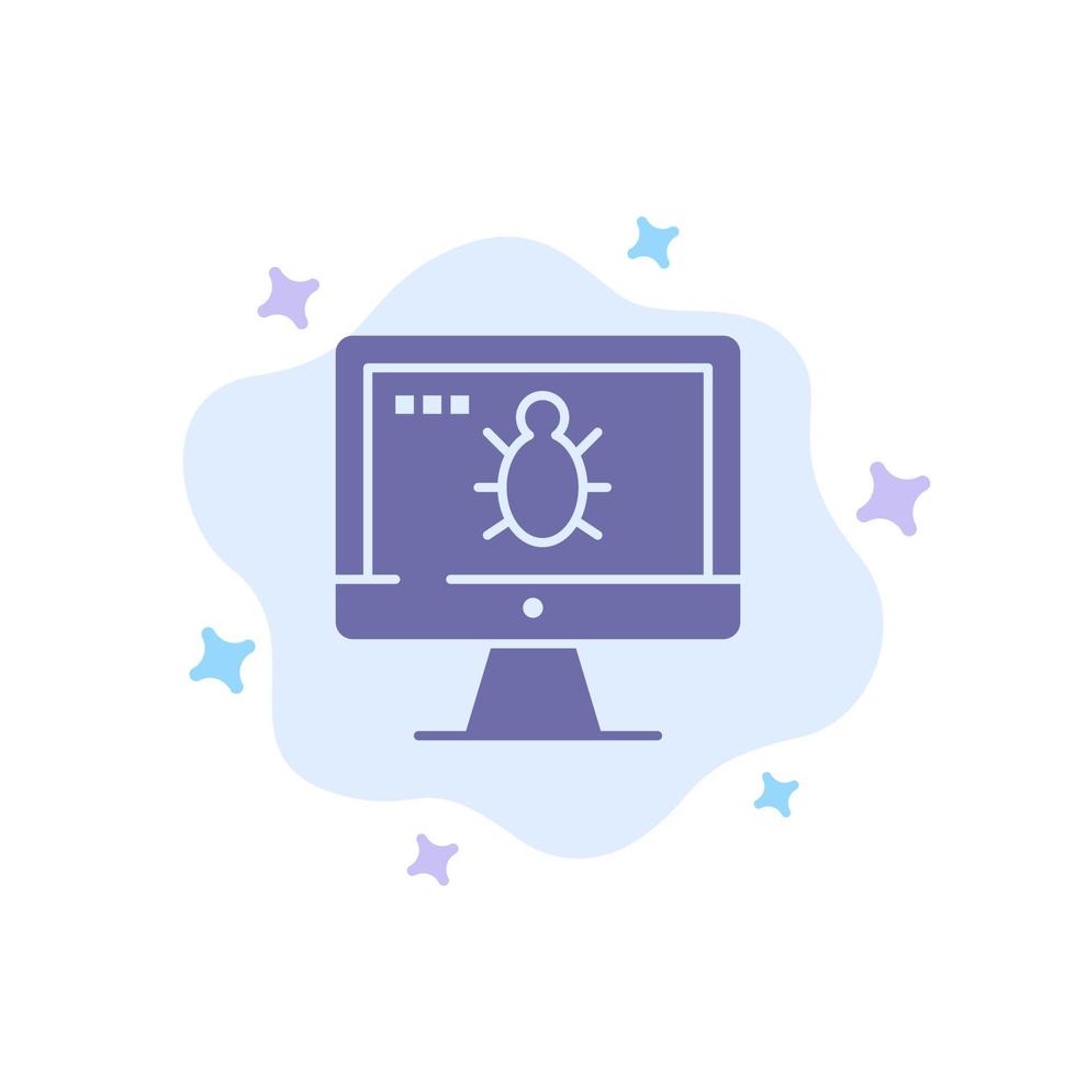 Monitor Bug Screen Security Blue Icon on Abstract Cloud Background vector