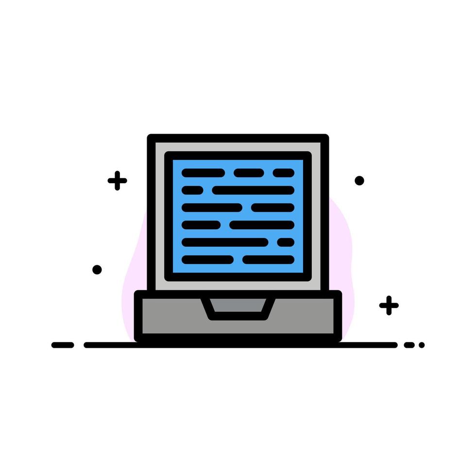 Laptop Computer Design  Business Flat Line Filled Icon Vector Banner Template