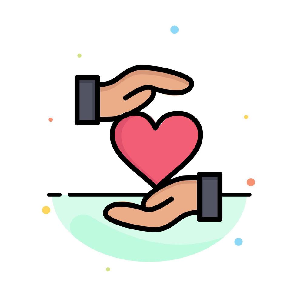 Heart Give Hand Favorite Love Abstract Flat Color Icon Template vector