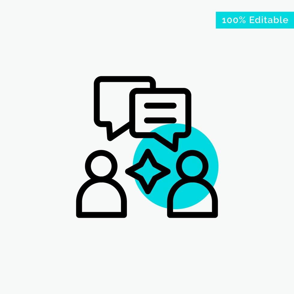 Man Group Chatting turquoise highlight circle point Vector icon