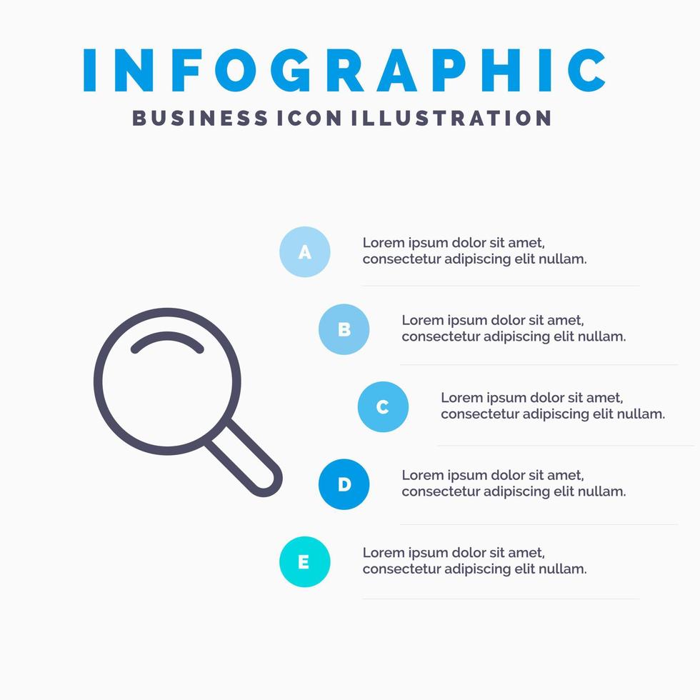 Expanded Search Ui Line icon with 5 steps presentation infographics Background vector