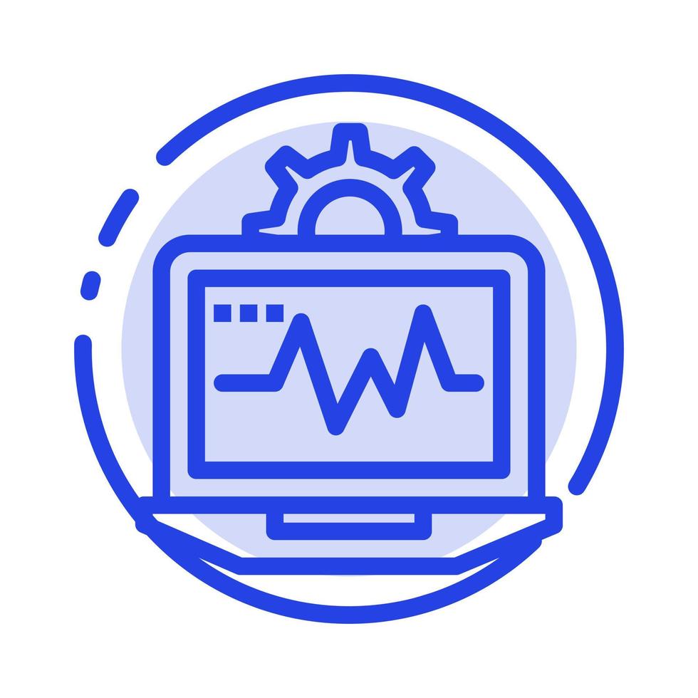Laptop Computer Setting Computing Blue Dotted Line Line Icon vector