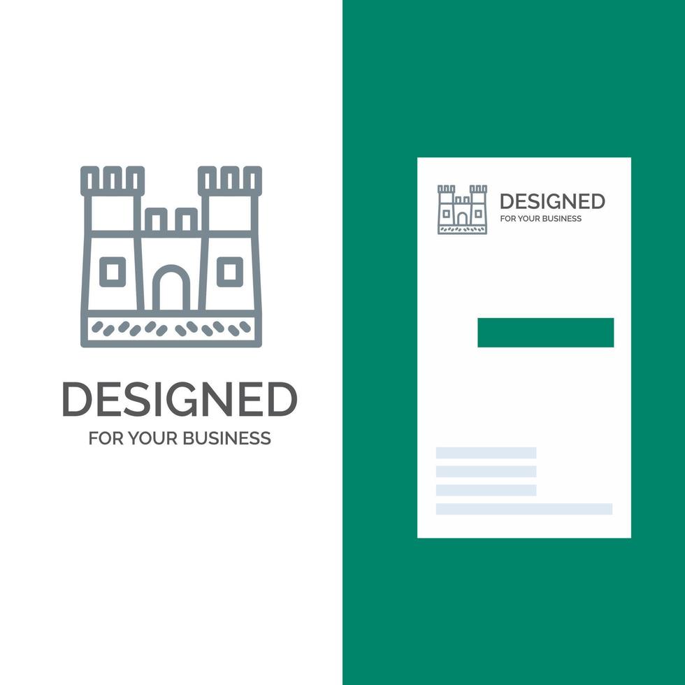 Beach Castle Sand Castle Grey Logo Design and Business Card Template vector