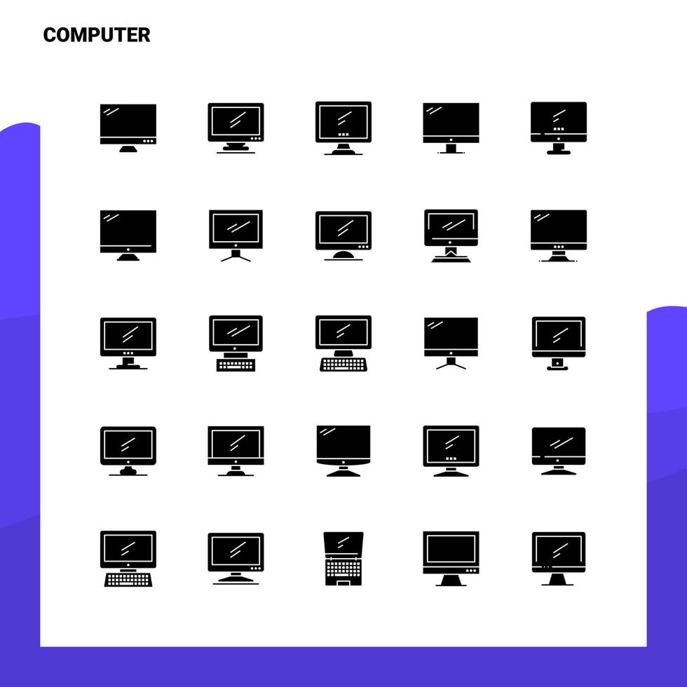 25 Computer Icon set Solid Glyph Icon Vector Illustration Template For Web and Mobile Ideas for business company