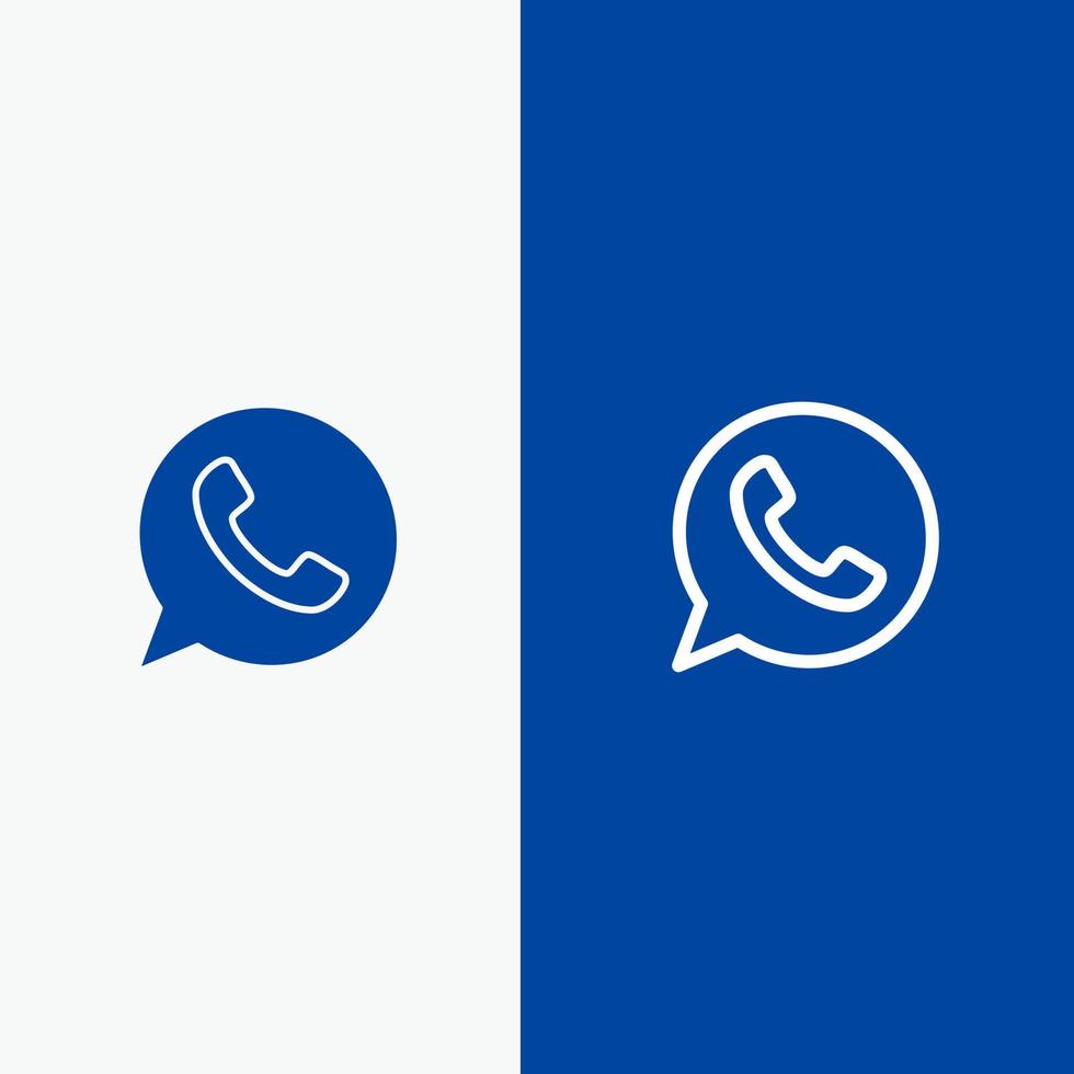 aplicación chat teléfono vatios aplicación línea y glifo icono sólido banner azul línea y glifo icono sólido banner azul vector