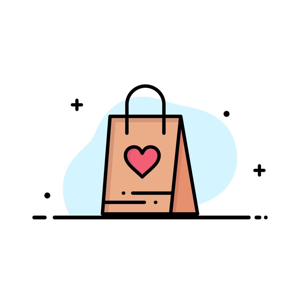 compras amor regalo bolsa negocio línea plana lleno icono vector banner plantilla