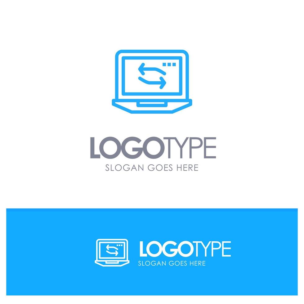 Computer Network Laptop Hardware Blue Logo Line Style vector