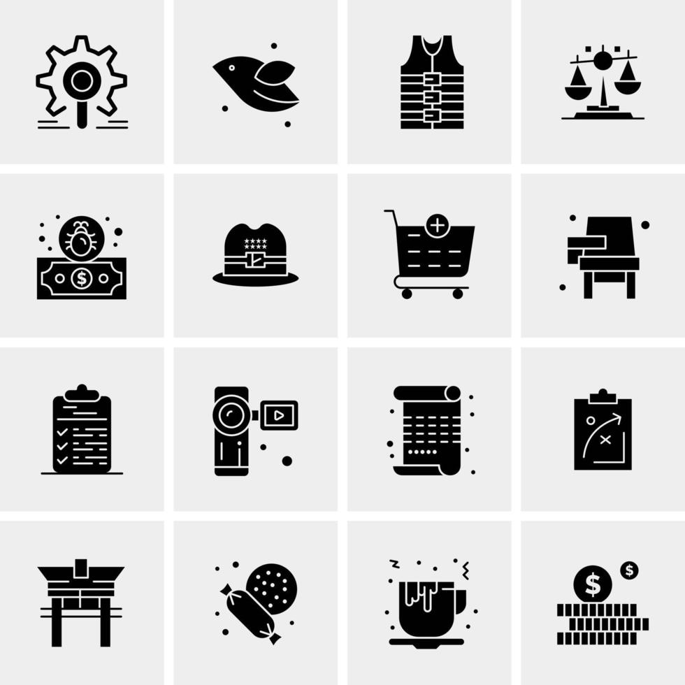 16 iconos de negocios universales vector ilustración de icono creativo para usar en proyectos relacionados con la web y dispositivos móviles