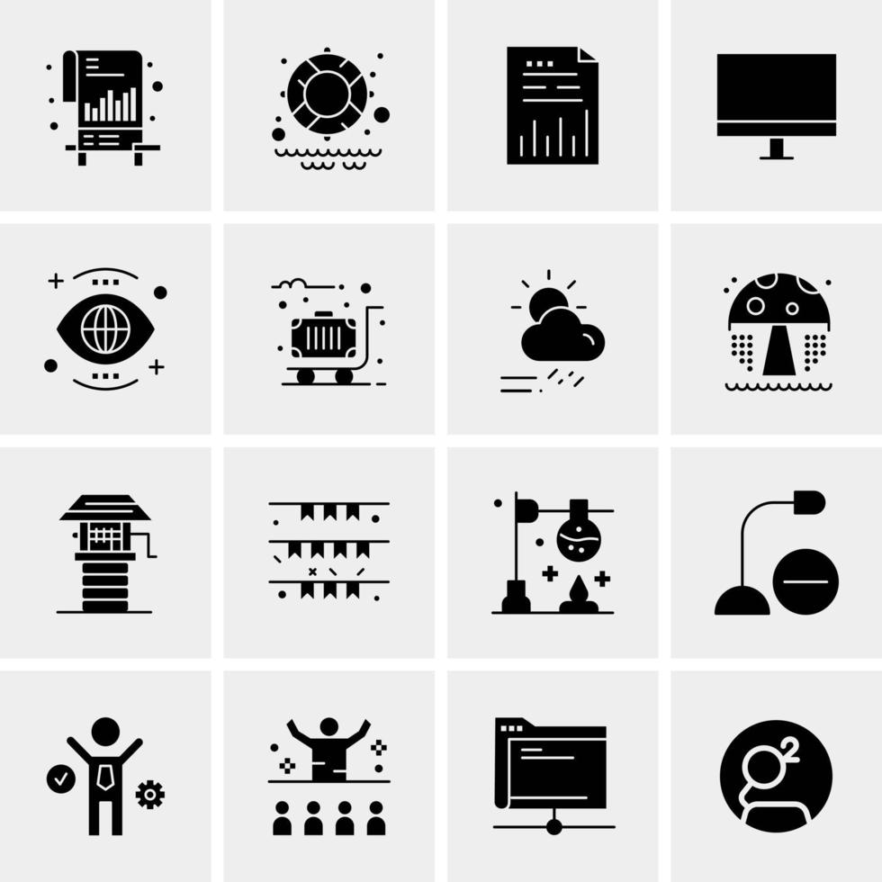 16 iconos de negocios universales vector ilustración de icono creativo para usar en proyectos relacionados con la web y dispositivos móviles