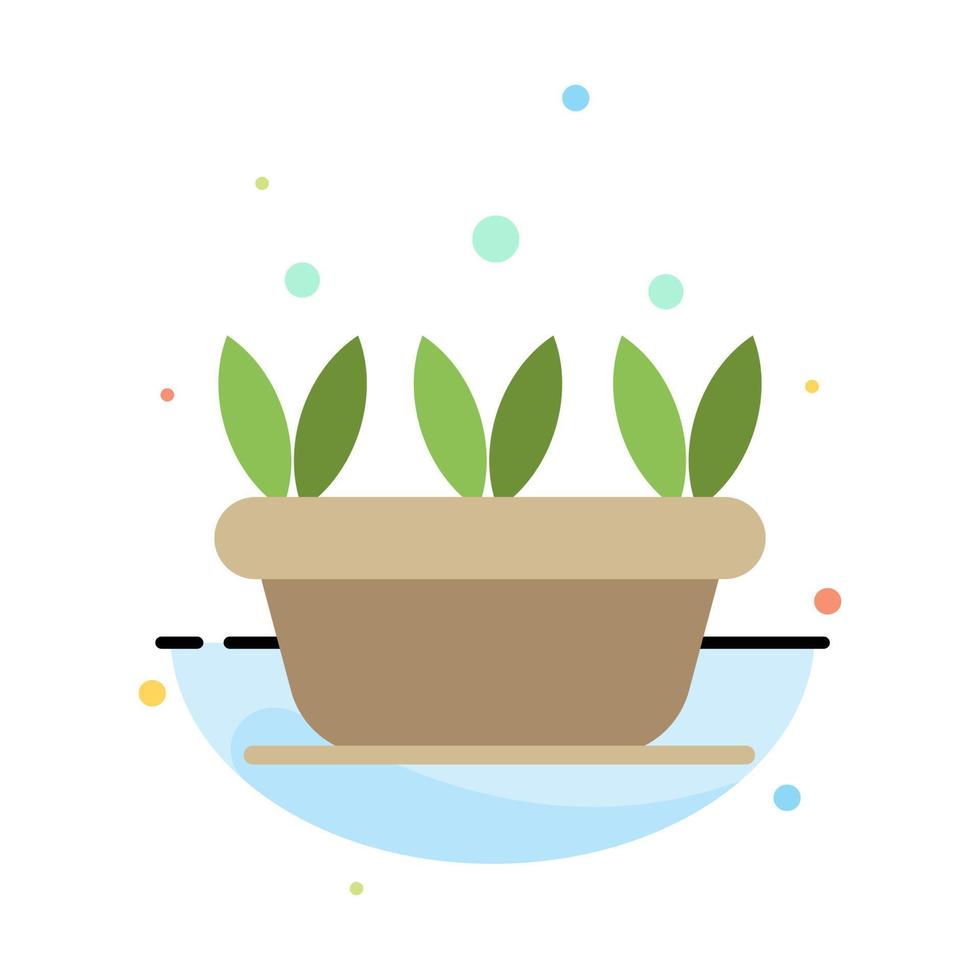 Growth Leaf Plant Spring Abstract Flat Color Icon Template vector