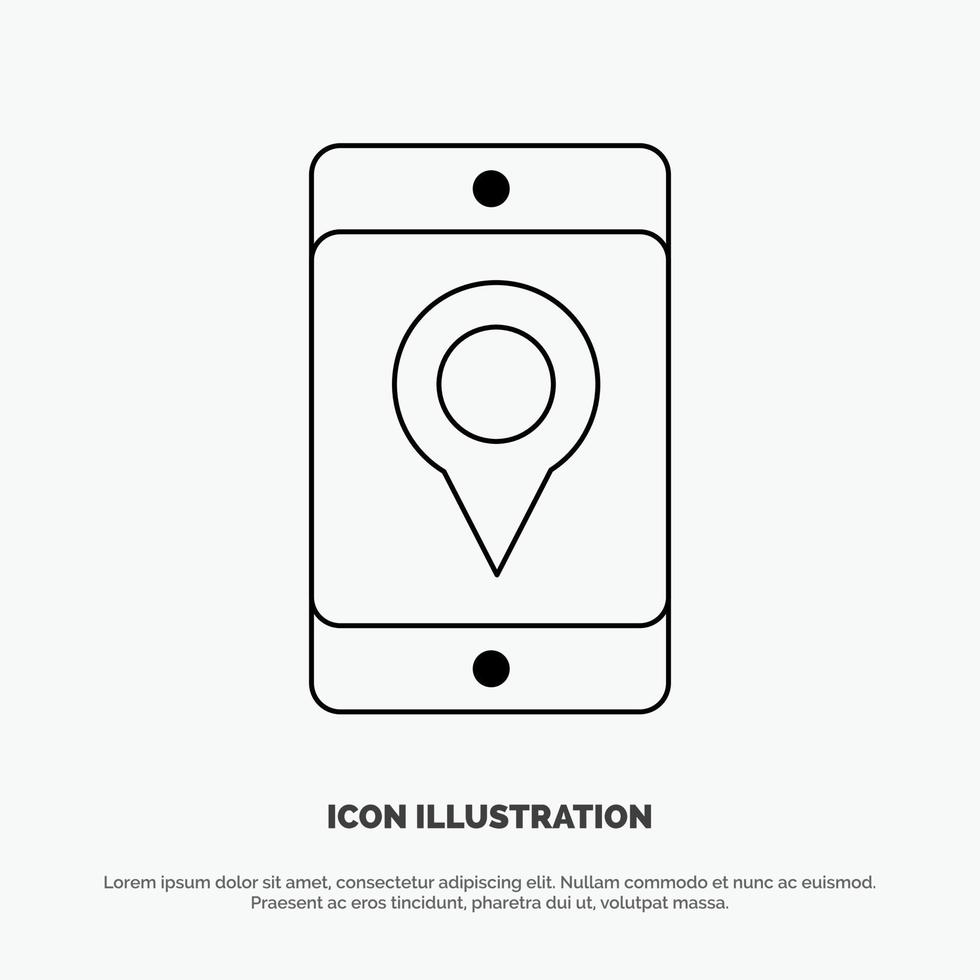 Mobile Cell Map Location Line Icon Vector