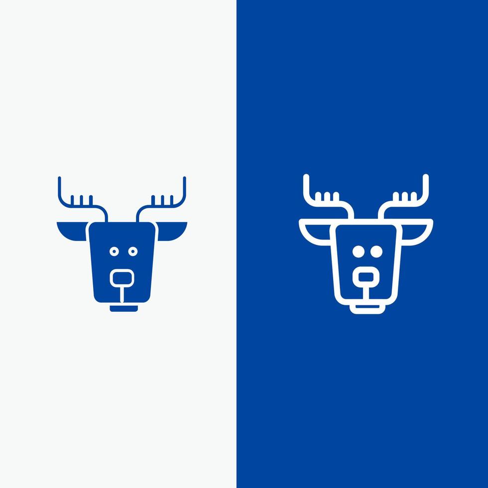 Alpine Arctic Canada Reindeer Line and Glyph Solid icon Blue banner Line and Glyph Solid icon Blue banner vector