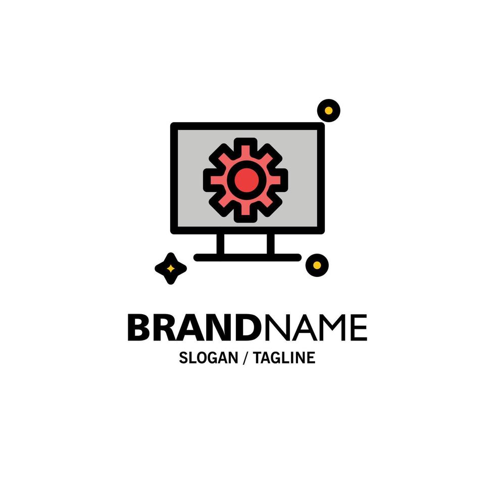 Computer Hardware Setting Gear Business Logo Template Flat Color vector