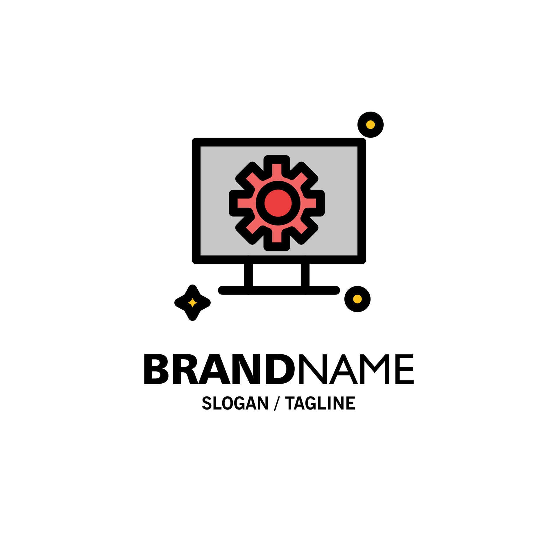 Computer Hardware Setting Gear Business Logo Template Flat Color