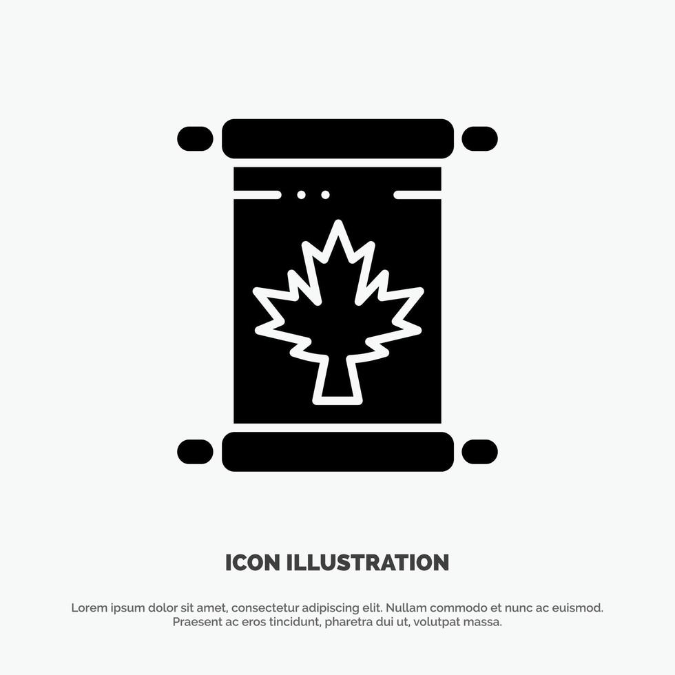 Note Autumn Canada Leaf solid Glyph Icon vector