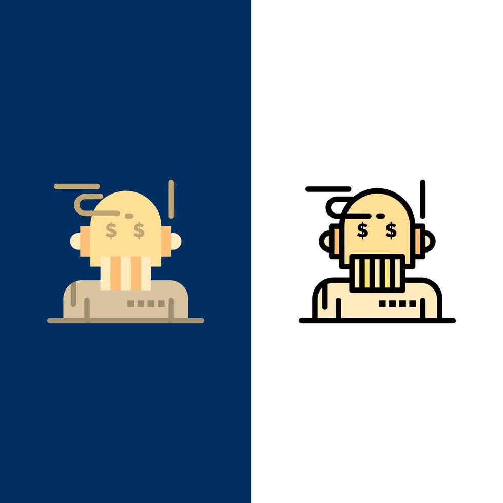 Robot Advisor Adviser Advisor Algorithm Analyst  Icons Flat and Line Filled Icon Set Vector Blue Background