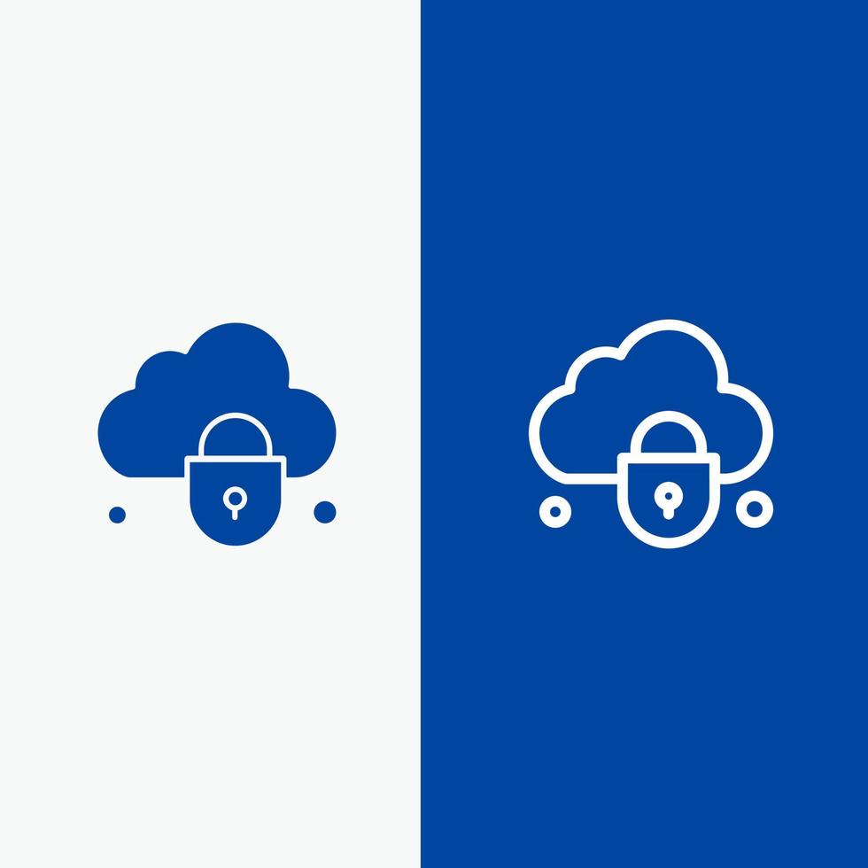 Internet Cloud Lock Security Line and Glyph Solid icon Blue banner Line and Glyph Solid icon Blue banner vector