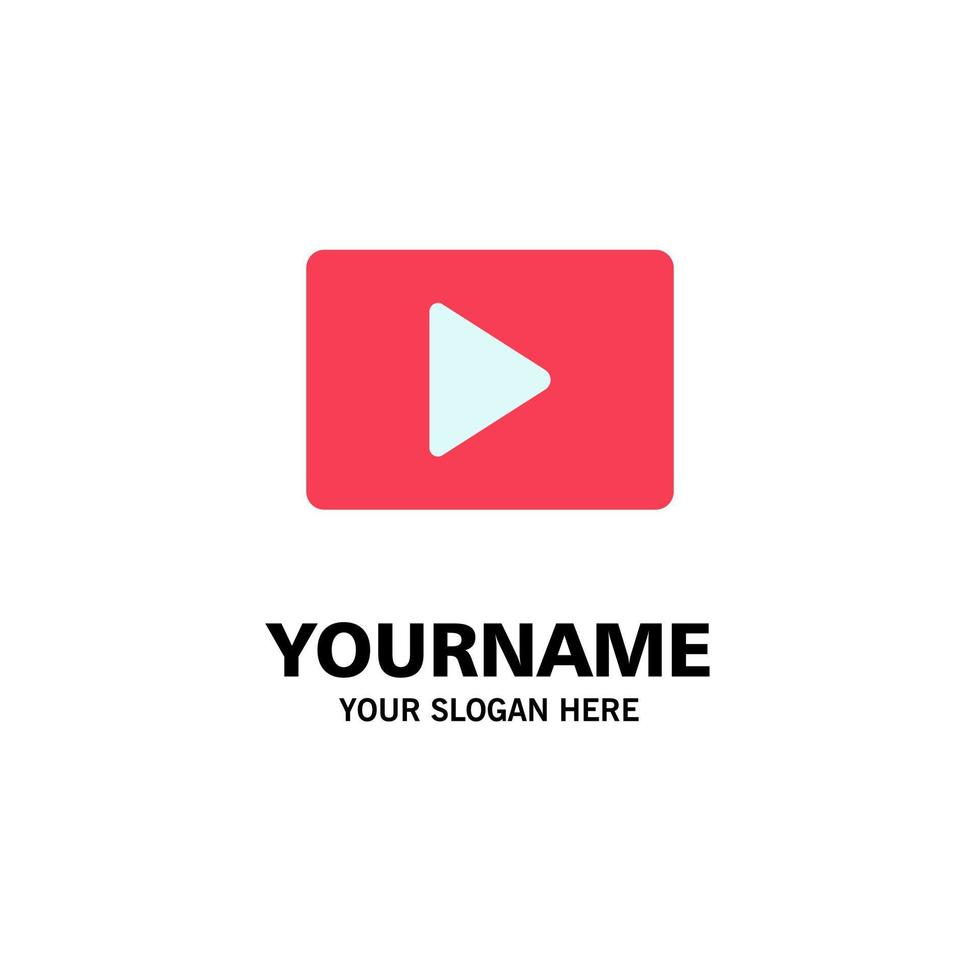 plantilla de logotipo de empresa de reproductor de video paly de youtube color plano vector