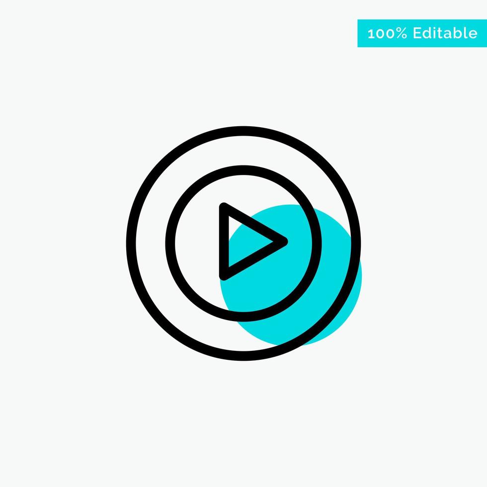 Studio Play Video mp4 turquoise highlight circle point Vector icon