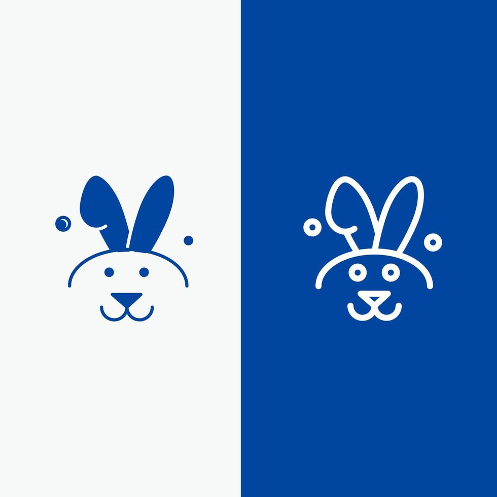 conejito conejo de pascua línea y glifo icono sólido bandera azul línea y glifo icono sólido bandera azul vector