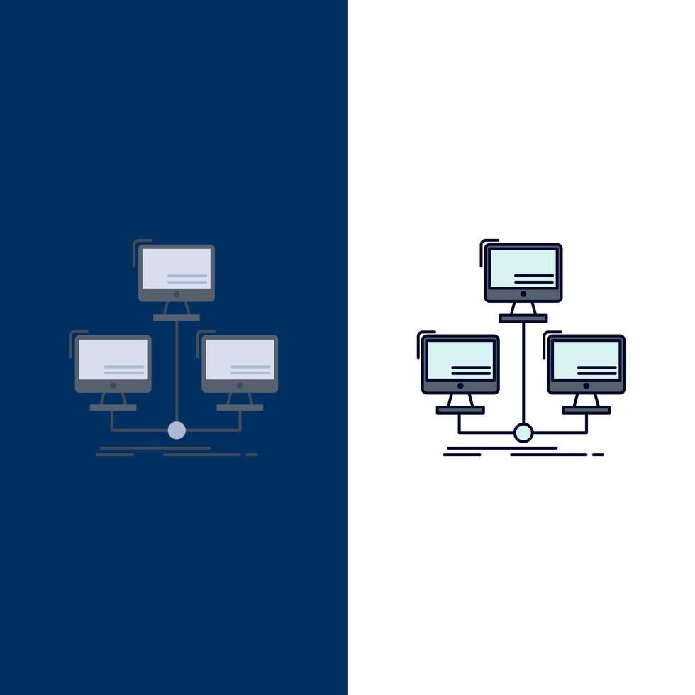 database distributed connection network computer Flat Color Icon Vector