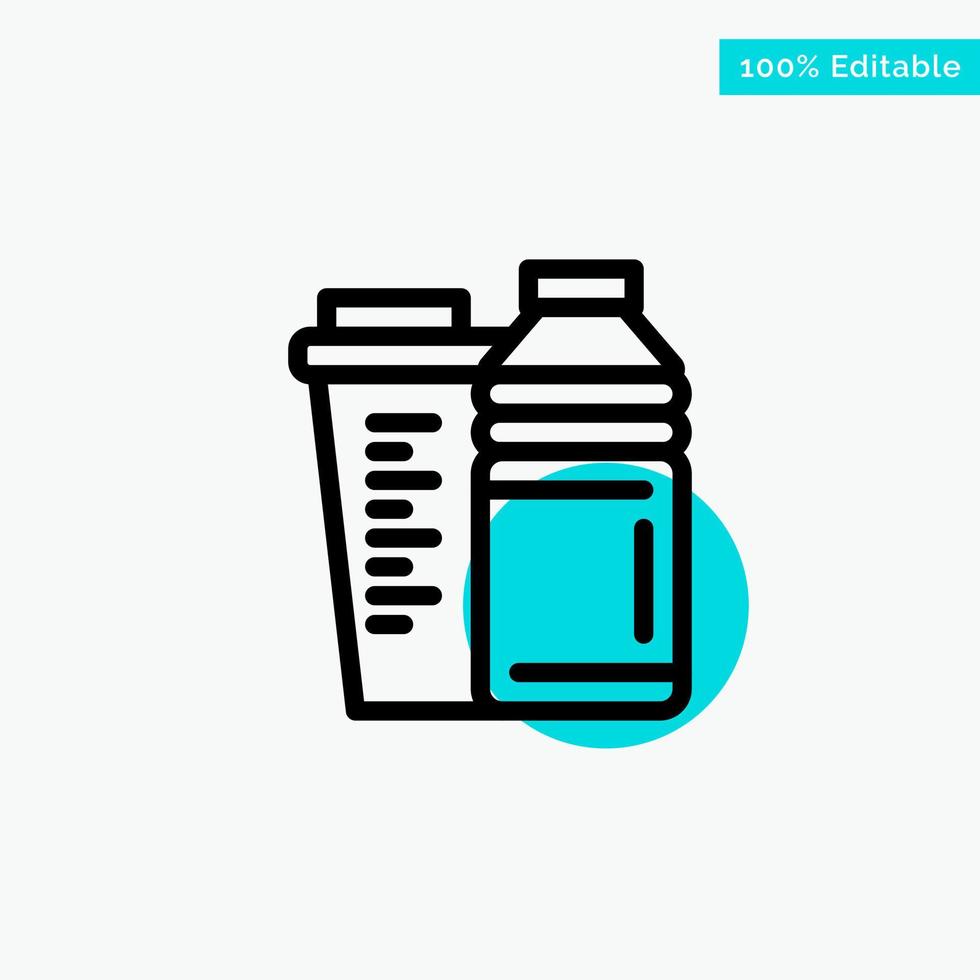 Bottle Drink Energy Shaker Sport turquoise highlight circle point Vector icon