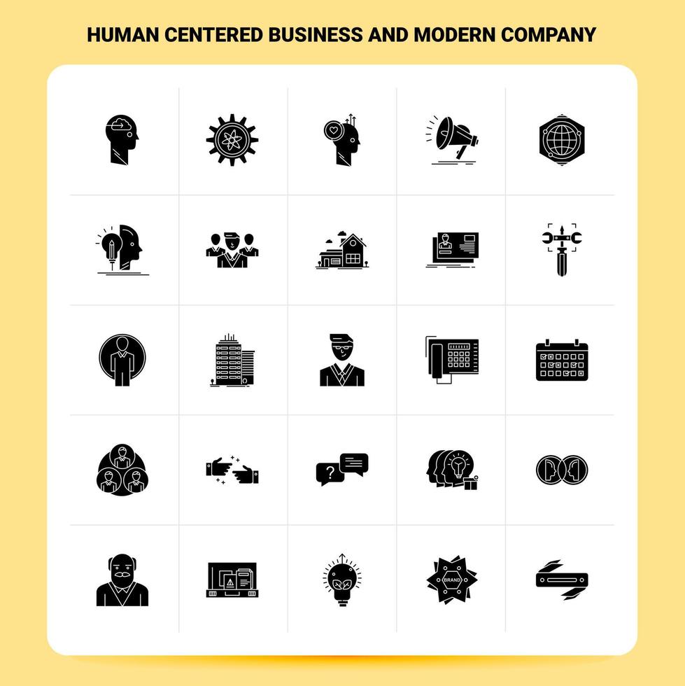 Solid 25 Human centered Business and Modern company Icon set Vector Glyph Style Design Black Icons Set Web and Mobile Business ideas design Vector Illustration