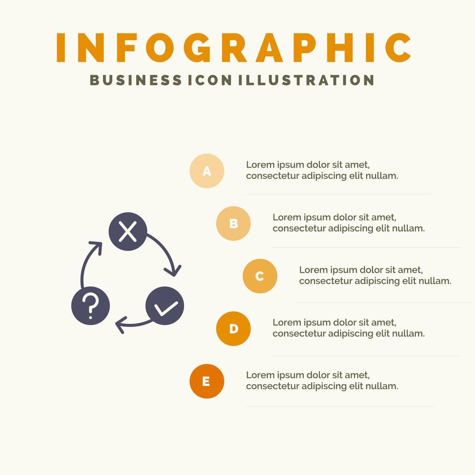 problemas de flujo diario organización realización icono sólido infografía 5 pasos presentación antecedentes vector