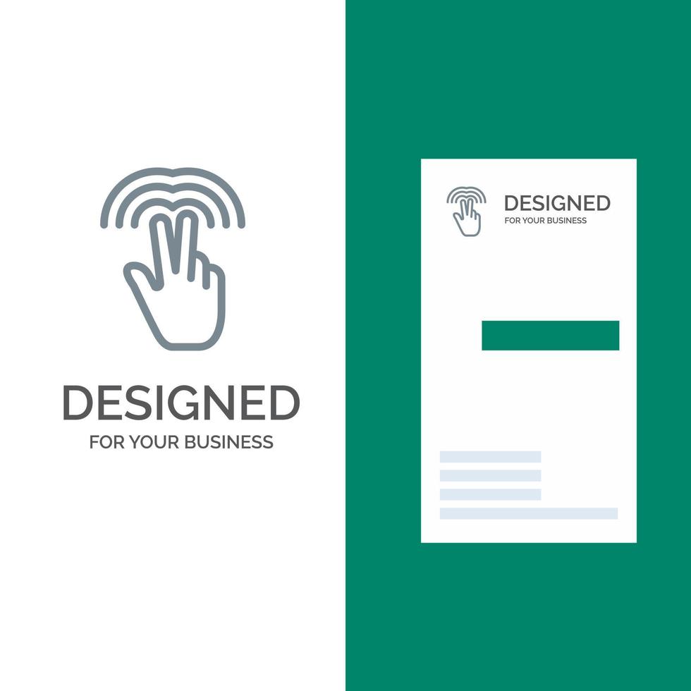 diseño de logotipo gris de pestaña de mano de gestos dobles y plantilla de tarjeta de visita vector