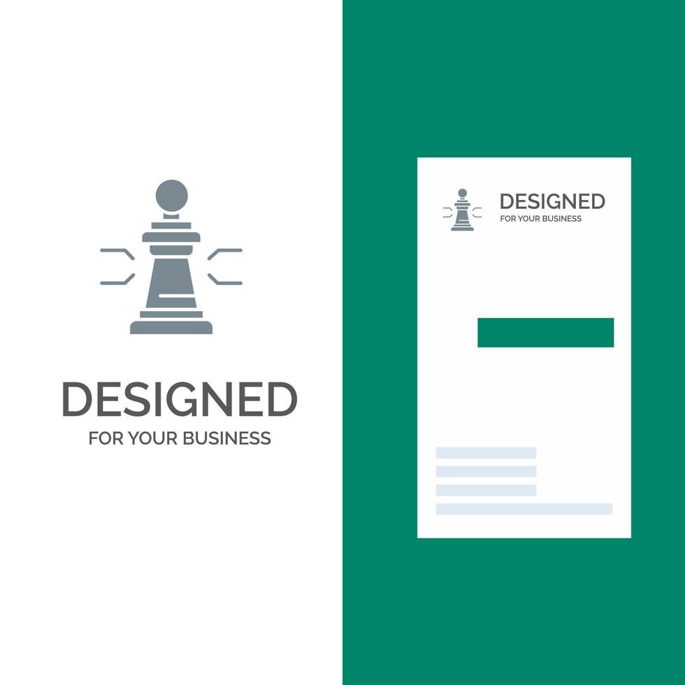 Chess Advantage Business Figures Game Strategy Tactic Grey Logo Design and Business Card Template vector