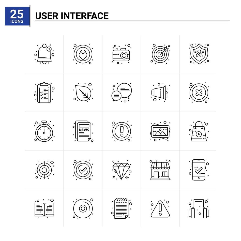 25 User Interface icon set vector background