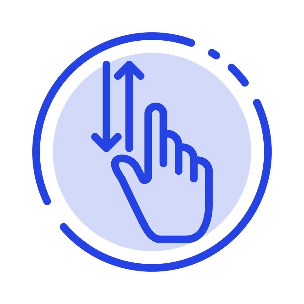 Finger Gestures Hand Up Down Blue Dotted Line Line Icon vector