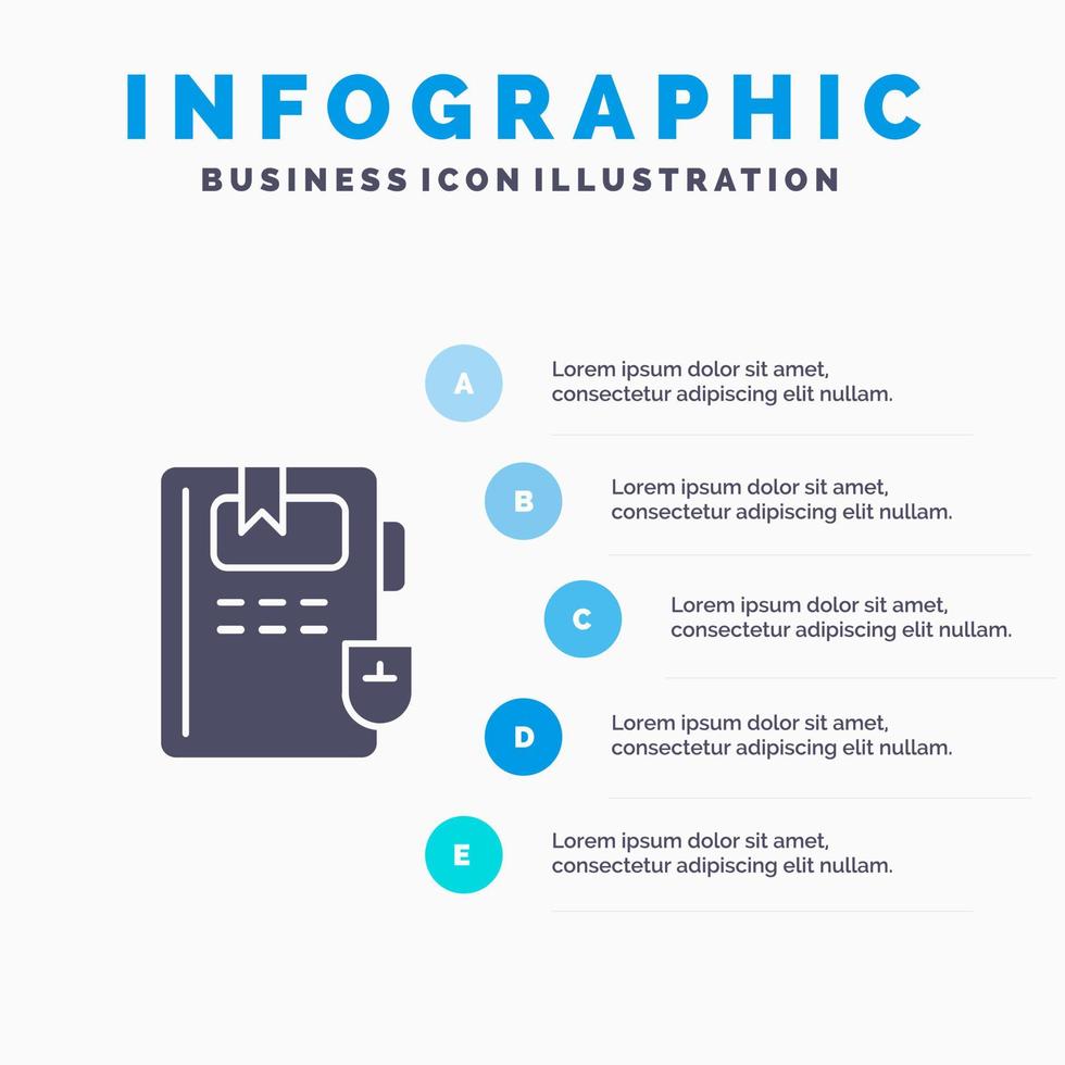 Book Education Knowledge Solid Icon Infographics 5 Steps Presentation Background vector