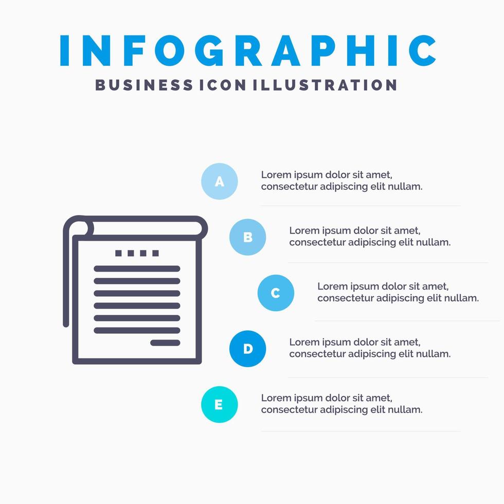 notas del estudiante libros notas del estudiante plantilla de infografía azul plantilla de icono de línea de vector de 5 pasos