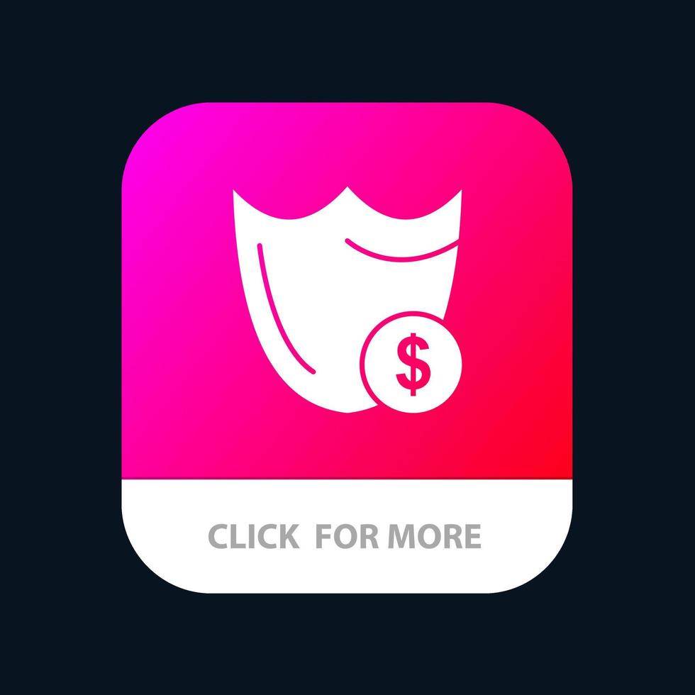 Shield Guard Safety Secure Security Dollar Mobile App Button Android and IOS Glyph Version vector