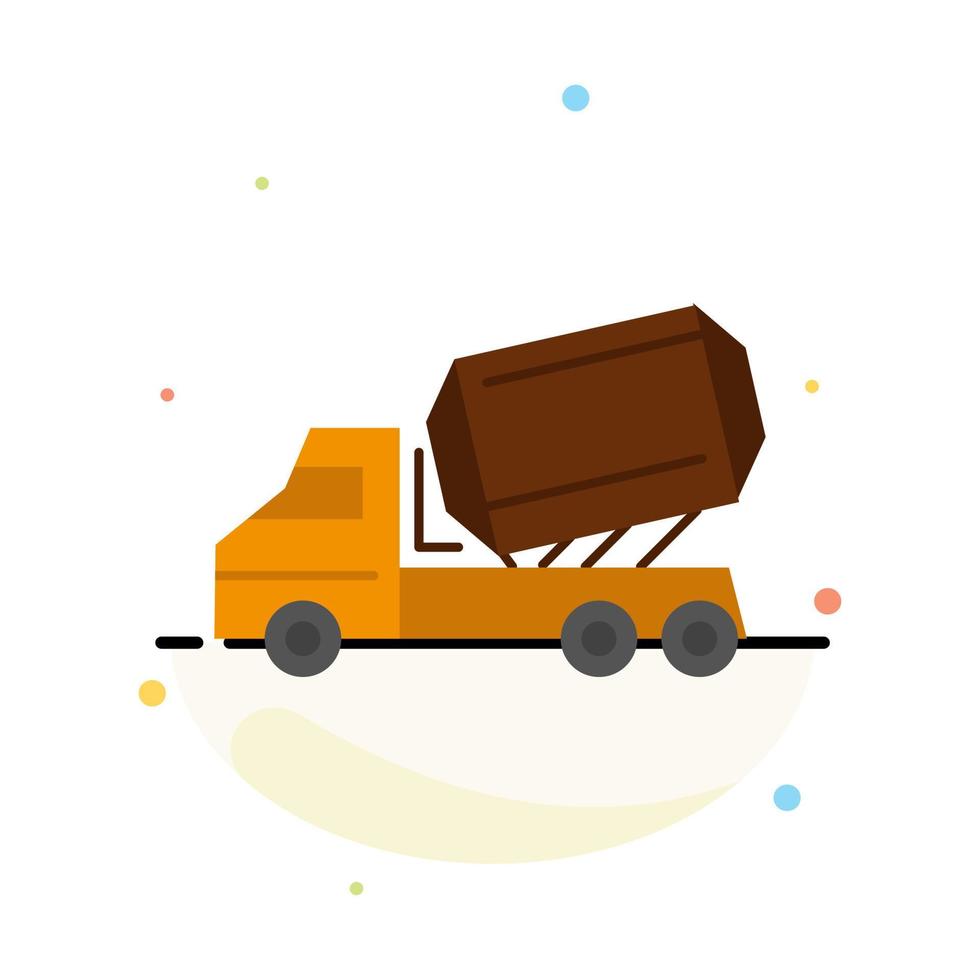 Truck Cement Construction Vehicle Roller Abstract Flat Color Icon Template vector