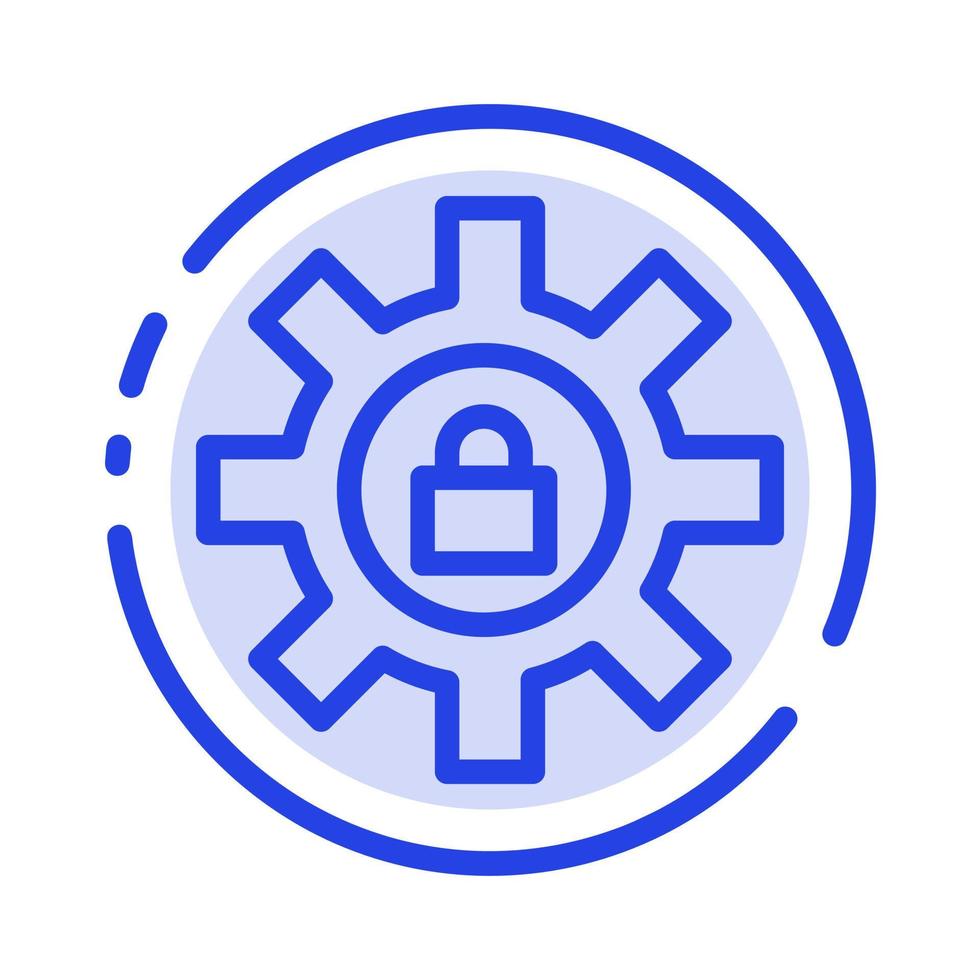 Gear Setting Lock Support Blue Dotted Line Line Icon vector