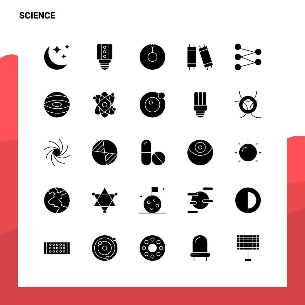 25 conjunto de iconos de ciencia plantilla de ilustración de vector de icono de glifo sólido para ideas web y móviles para empresa comercial