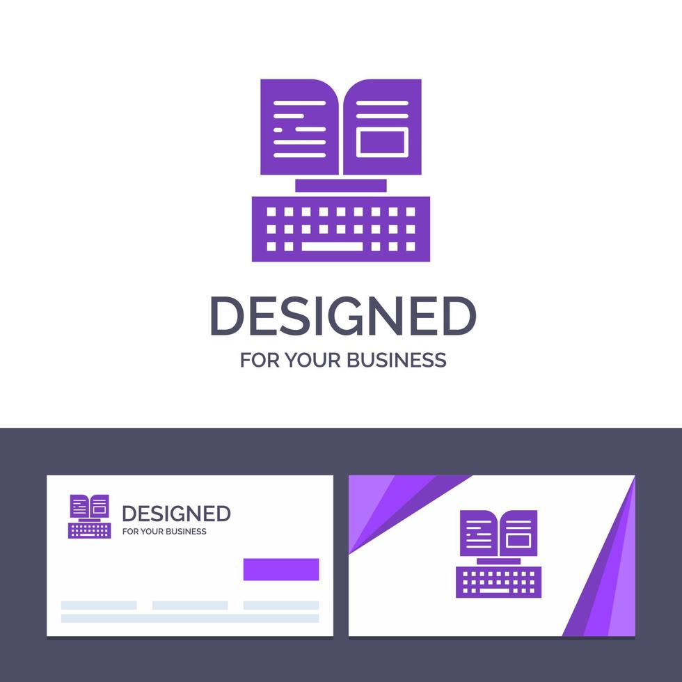 Creative Business Card and Logo template Key Keyboard Book Facebook Vector Illustration