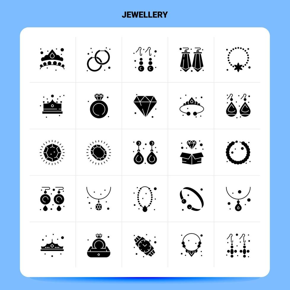 Solid 25 Jewellery Icon set Vector Glyph Style Design Black Icons Set Web and Mobile Business ideas design Vector Illustration
