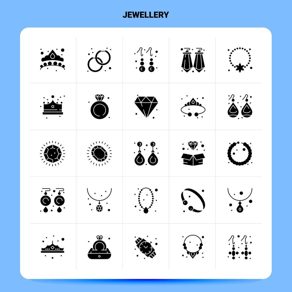 conjunto de iconos de joyería sólida 25 diseño de estilo de glifo vectorial conjunto de iconos negros diseño de ideas de negocios web y móvil ilustración vectorial vector