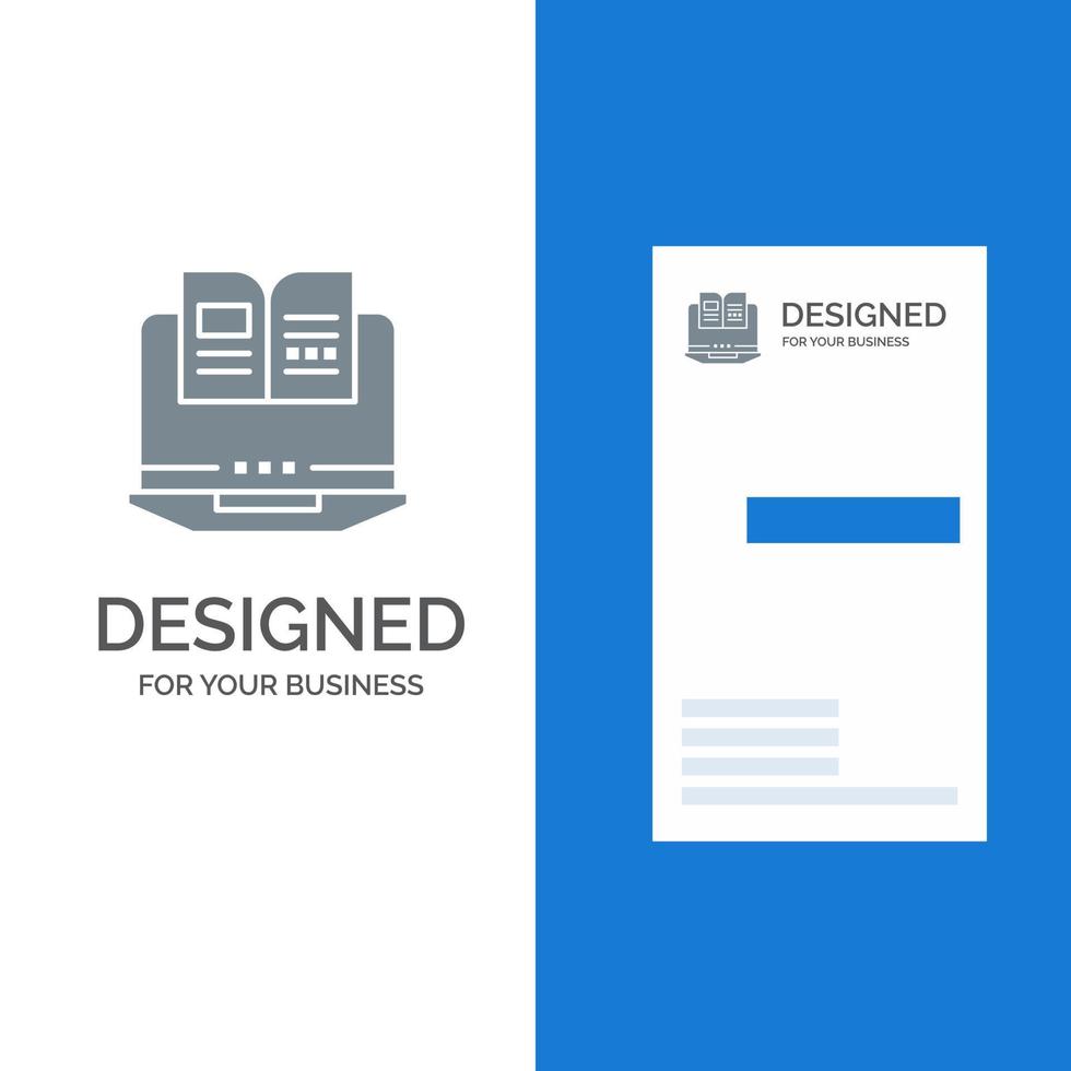 Laptop Computer Book Hardware Grey Logo Design and Business Card Template vector
