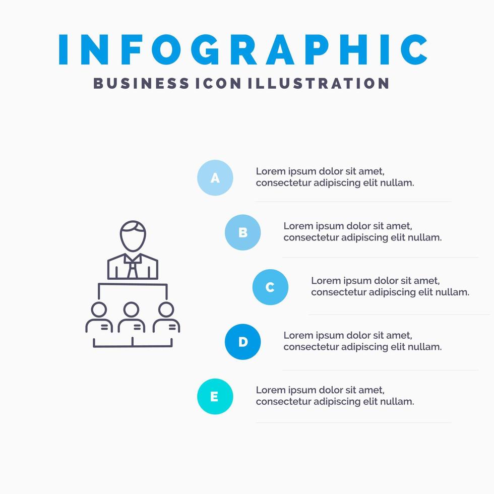 Organization Business Human Leadership Management Line icon with 5 steps presentation infographics Background vector