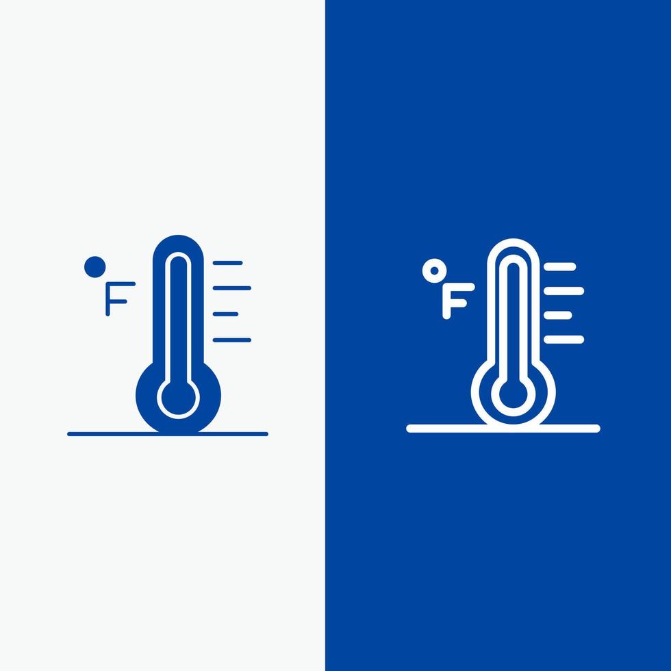 nube luz sol lluvioso temperatura línea y glifo icono sólido bandera azul línea y glifo icono sólido bandera azul vector